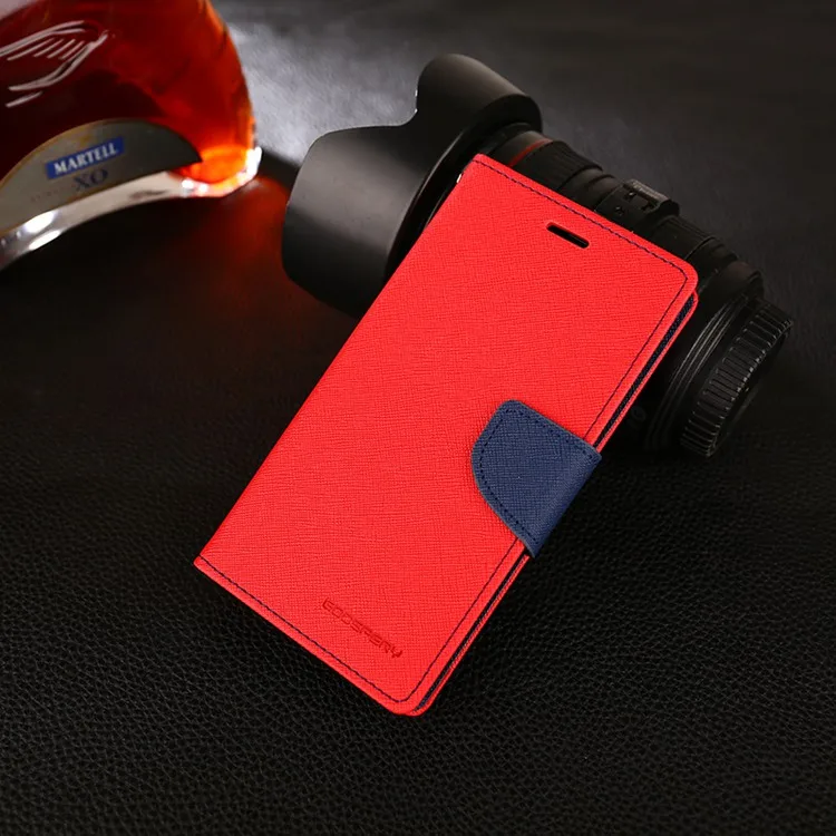 Red Чехол-бумажник Goospery из искусственной кожи с откидной крышкой, для Samsung Galaxy J3, J5, J7 года, европейская версия, популярный цветной Чехол-кобура с отделением для карт - Цвет: Red