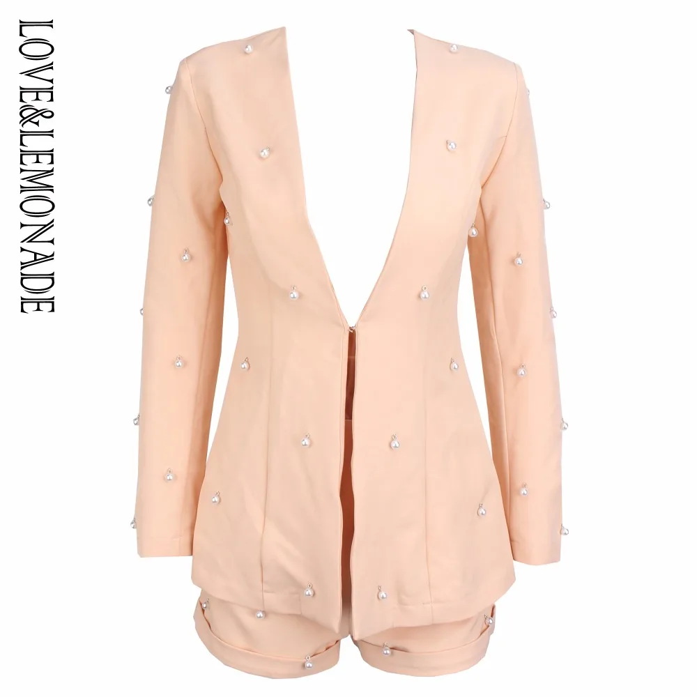 Женский костюм-двойка LOVE &amp LEMONADE розовый комплект из 2 предметов с v-образным