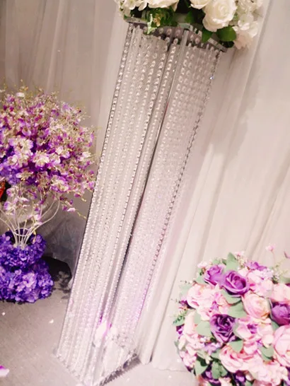 

Free shipment 6PCS/lots acrylic 120cm tall road lead squre flower stand for Wedding decoration event party decoration