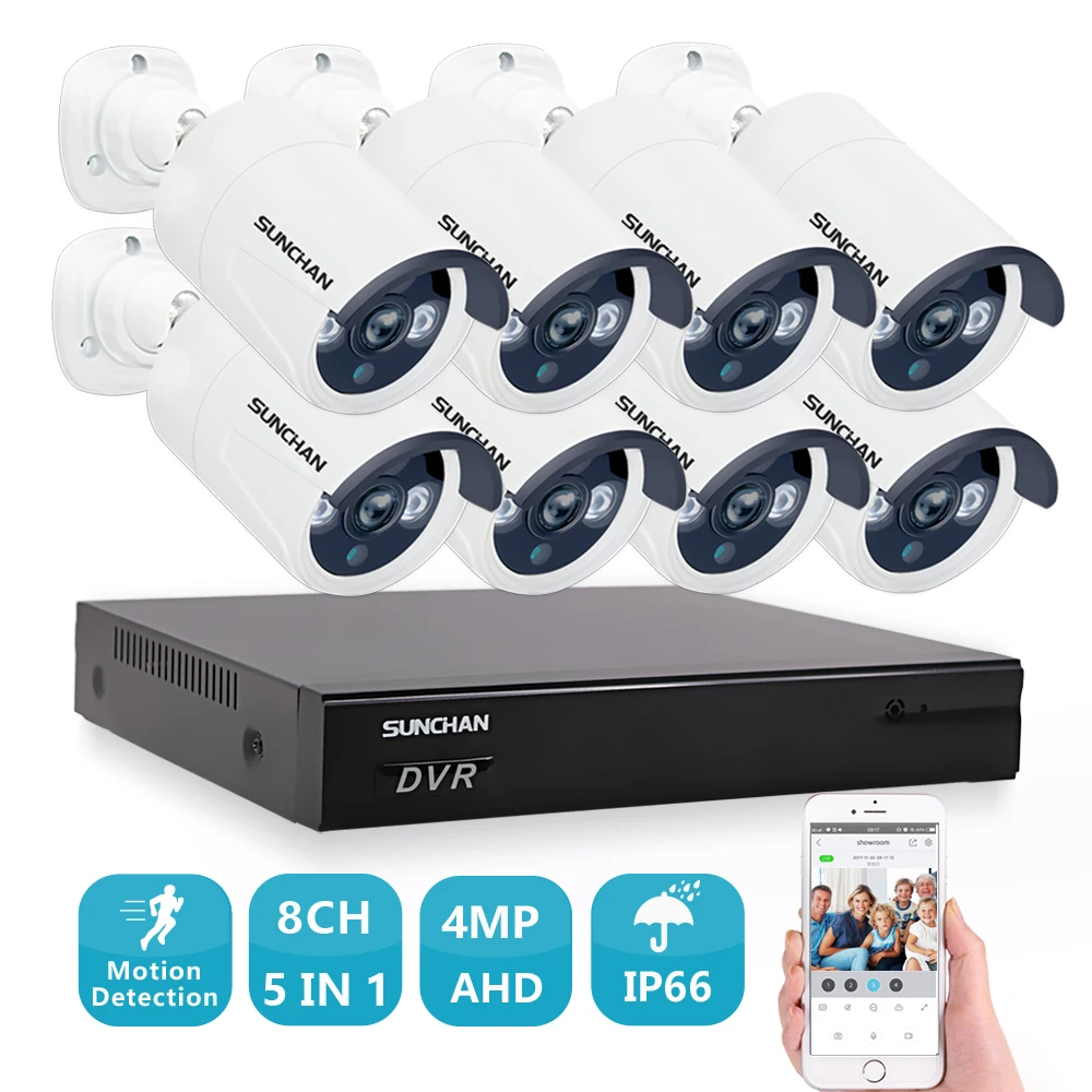 SUNCHAN супер Full HD 8CH 4.0MP день/Ночное Видение безопасности камера системы 3 светодиода
