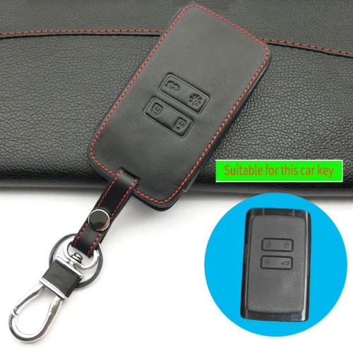 A Black 4 key Кожаный чехол для ключей автомобиля, чехол для Renault Kadjar Clio Megane 2 3 4 Koleos Logan Scenic, чехол для ключей, чехол для ключей s - Название цвета: A Black 4 key