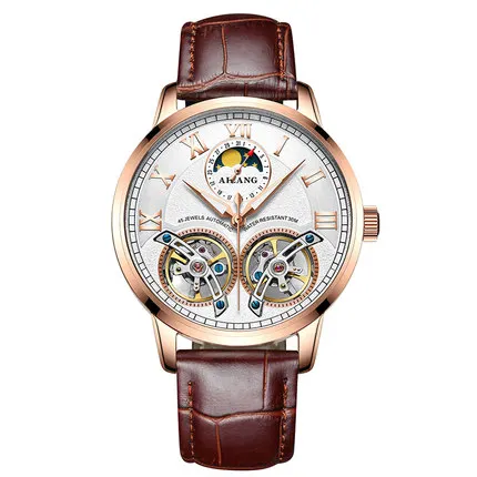 8821 Golden white AILANG повседневные модные часы с турбийоном, мужские водонепроницаемые Роскошные брендовые механические часы, мужские часы, золотые наручные часы - Цвет: 8821 Golden white
