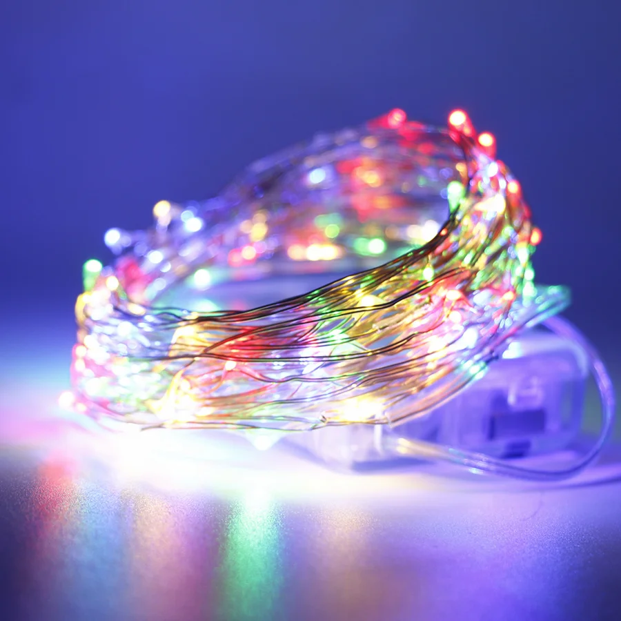 5 В м 10 Светодиодная лента на батарейках RGB медная проволочная праздничное
