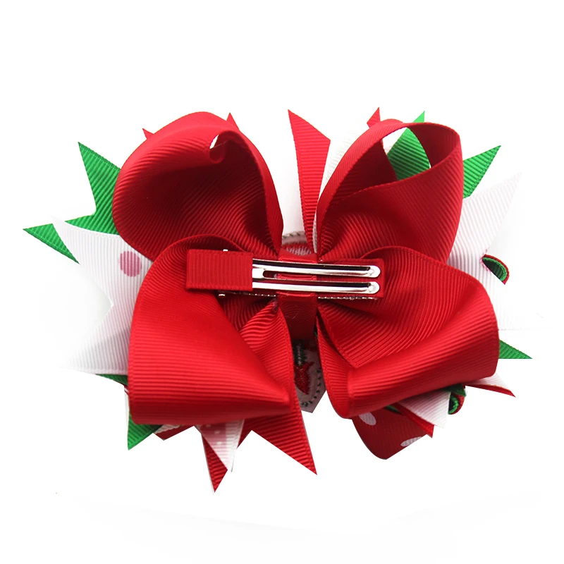 

5 inch carton Girl Christmas Style Ribbon Bow hair bows Hair Clip Hairpins Girls Christmas Best Gift Alligator Clip