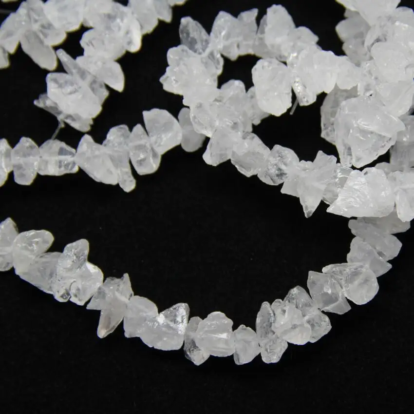 

Tiny Beads Chip Clear White Quartz Natural Stones Drilled Loose Beads,15.5" strand Rough Stones Raw Crystals Spacer for Necklace