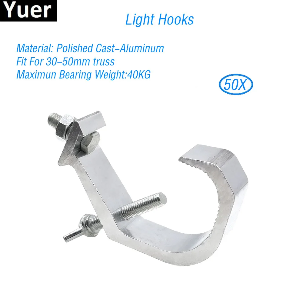 

50 шт./лот, Алюминиевые крючки для освещения сцены, несущая Нагрузка 40 кг, светодиодный диско-светильник, движущаяся головка, звук, вечеринка, свет, крюк, эффект, хомут