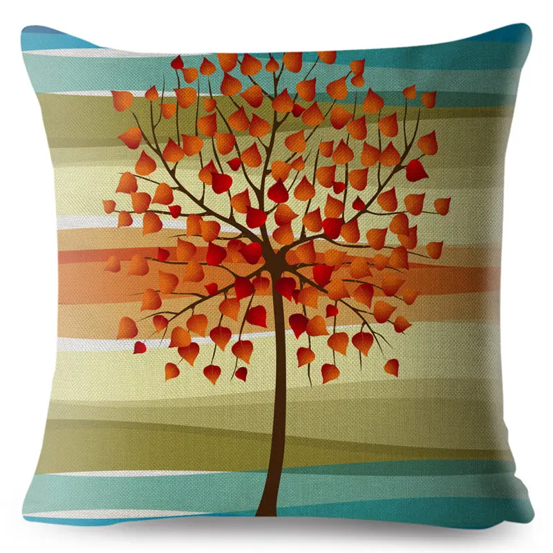 Autumn Colorful Tree Leaves Leaf Print Pillow Cover 45*45 Cushion Linen Throw Pillows Cases Sofa Home Decor Covers | Дом и сад