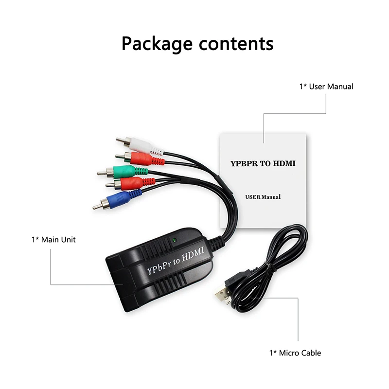 Ypbpr к HDMI конвертер совместим с PS2/3/4 и DVD XBOX 5RCA Мужской кабель HD 1080P аудио видео |