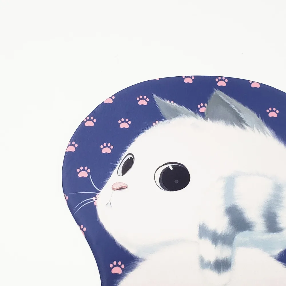 3d коврик для мыши с милым белым котом и мягким гелевым упором на запястье 10 2x8 5