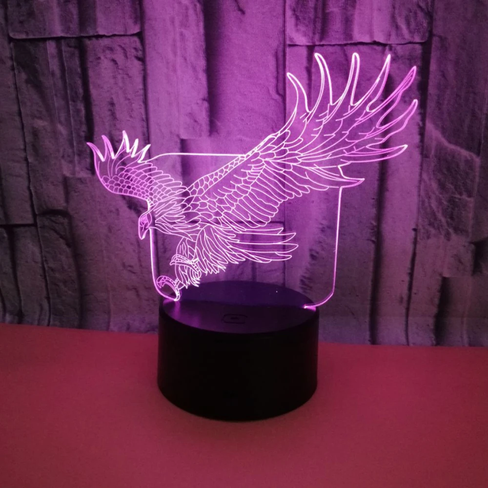 3D LED Орел ночник в форме животного USB прикроватная Спальня настольная лампа