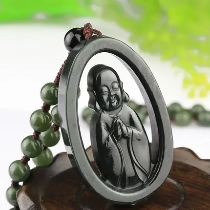 Темно-зеленый оригинальный камень чистая ручная скульптура ажурное сидячее