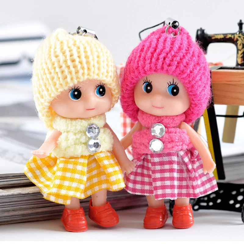 

1pcs Plush Key Chain Cute Fashion Kids Plush Mini Dolls Soft Interactive Baby Dolls Stuffed Toys Keyring Baby For Girls Women