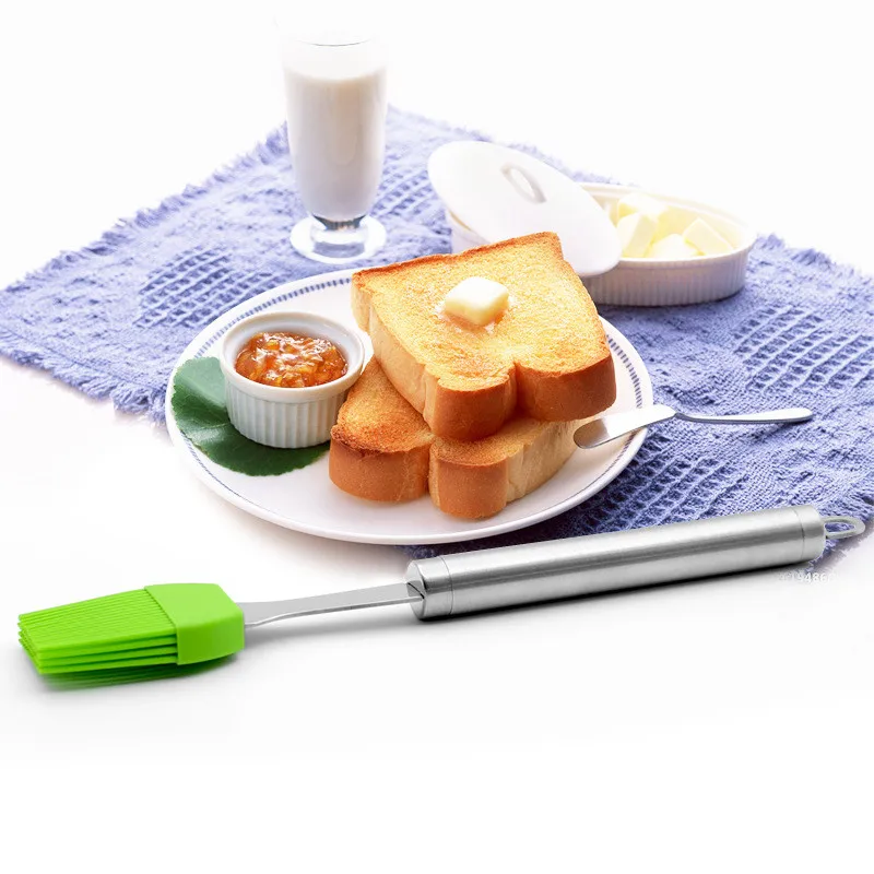 New Stainless steel handle Silicone Pastry Brush Baking BBQ Cake Oil Cream Cooking Basting Tools Kitchen Accessories |