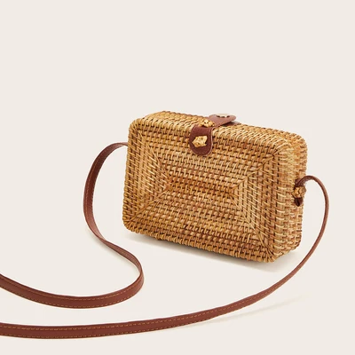 Сумка-мессенджер Женская в стиле ретро плетеная круглая Соломенная Сумочка