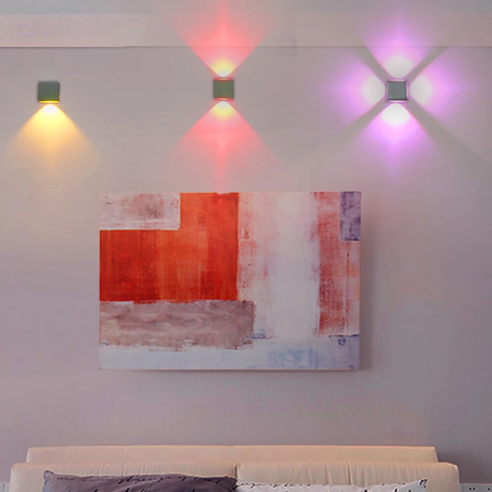 

1-4 port light Led Wall Light Square lamps Aluminum Sconce 3W 110V 220V step stair Foyer arandelas para parede Modern life VR