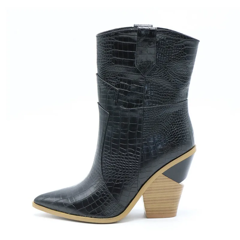 black with fur KemeKiss/размер 33-46, новые женские ботильоны, брендовая осенне-зимняя обувь на высоком каблуке, женские полусапожки в стиле ретро, теплая женская обувь - Цвет: black with fur