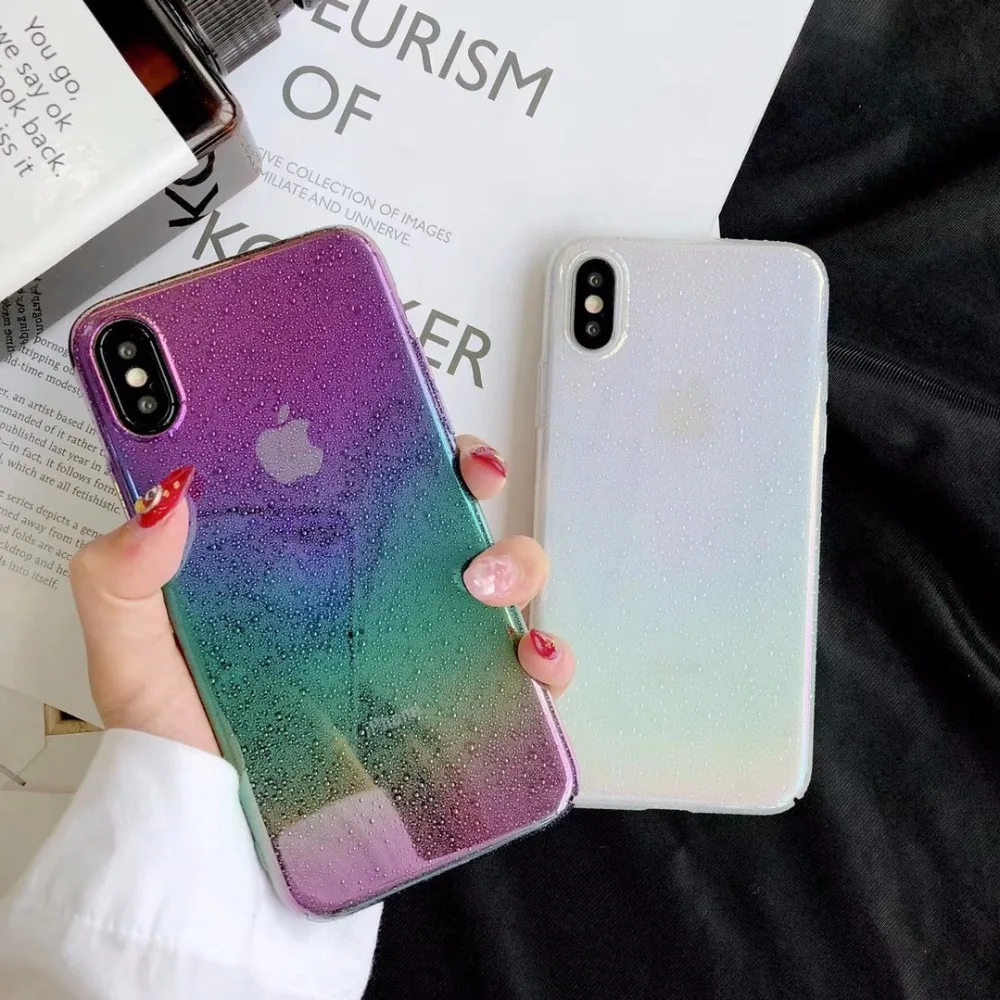 Fashion Rainbow Gradient Phone Case For iphone 6S 6 7 8 Plus X XS Max XR Cases Funny Water Drop translucent hard Back Cover Capa |