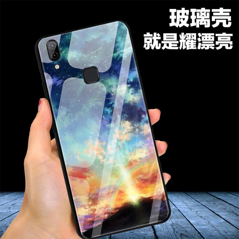 Чехол для Vivo X21 X21A чехлы из закаленного стекла + Мягкая силиконовая задняя крышка