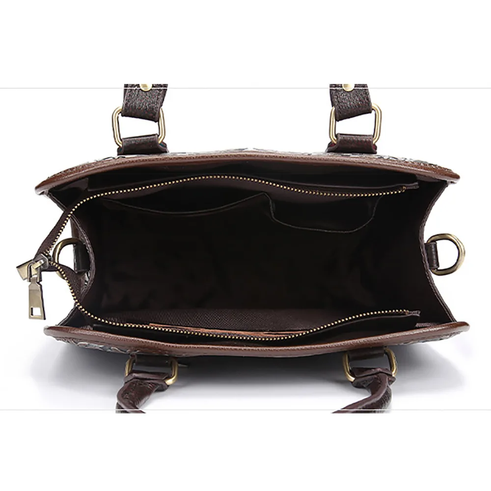 Винтажная трендовая женская сумка тоут из натуральной кожи повседневный