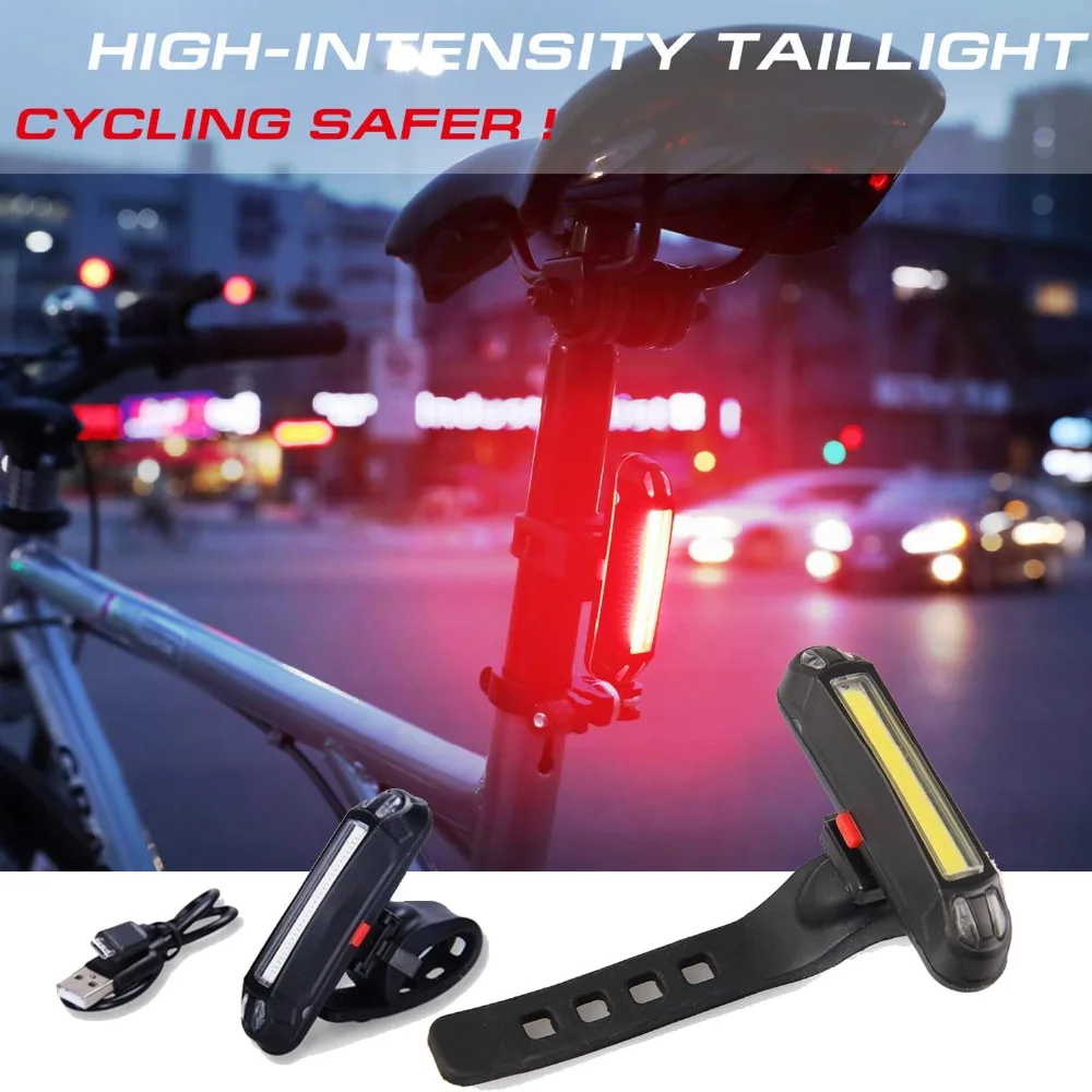 

LED USB Charging Mountain Bike Tail Light Safety Warning Fat Bicycle Rear Night riding COB lights Ride luz de bicicleta la bici