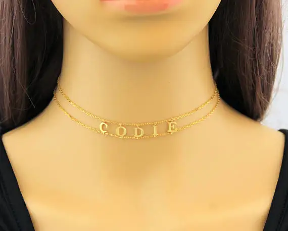 

925 Silver Custom Name Choker Personalized Choker Necklace Personalized Name Choker Initial Choker Narrow Small Necklace