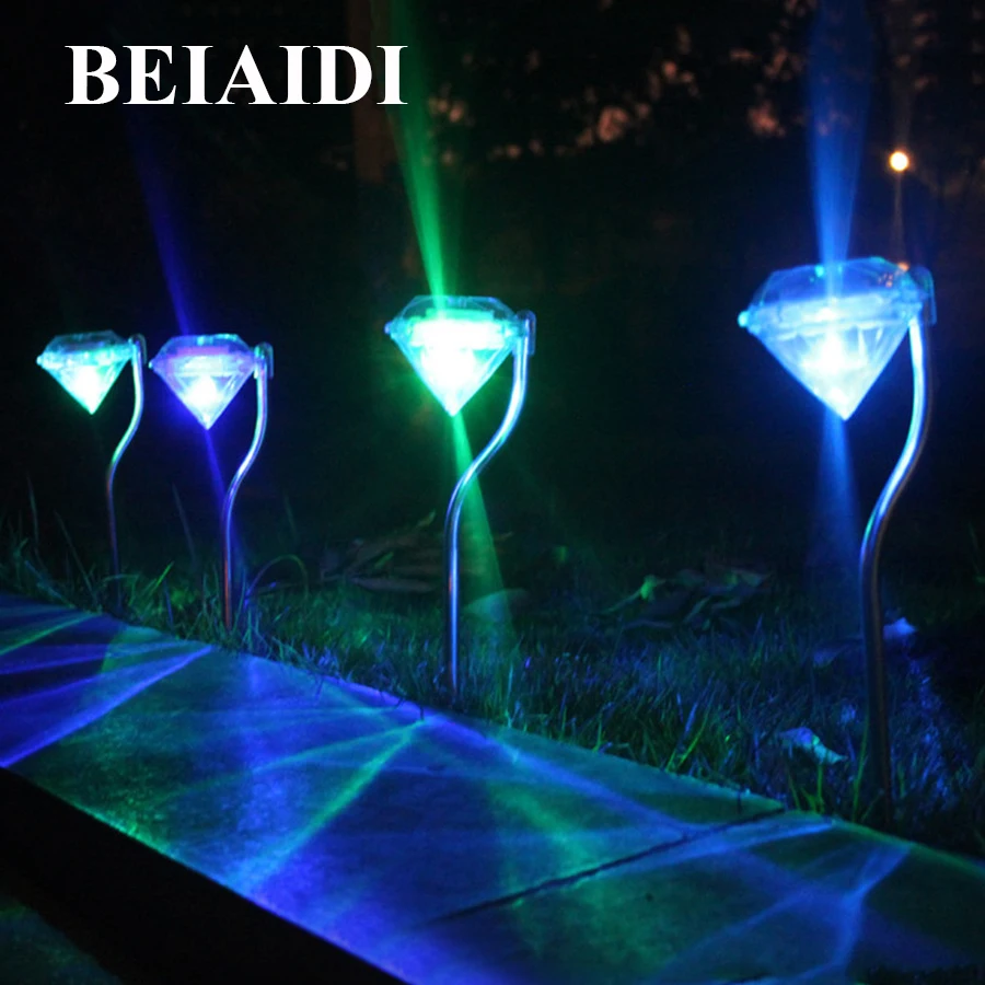 

Thrisdar 8PCS Diamond Solar Garden Stake light Stainless Steel Outdoor Pathway Patio Solar Spotlight Landscape Lawn Solar Light