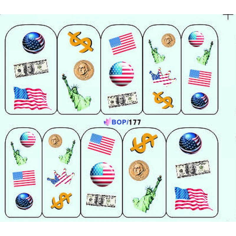 4 упаковки/партия, тату-Стикеры для ногтей с национальным флагом США, Франции, США, свободы, Нью-Йорка, водная наклейка, BOP176-179 для дизайна ногтей