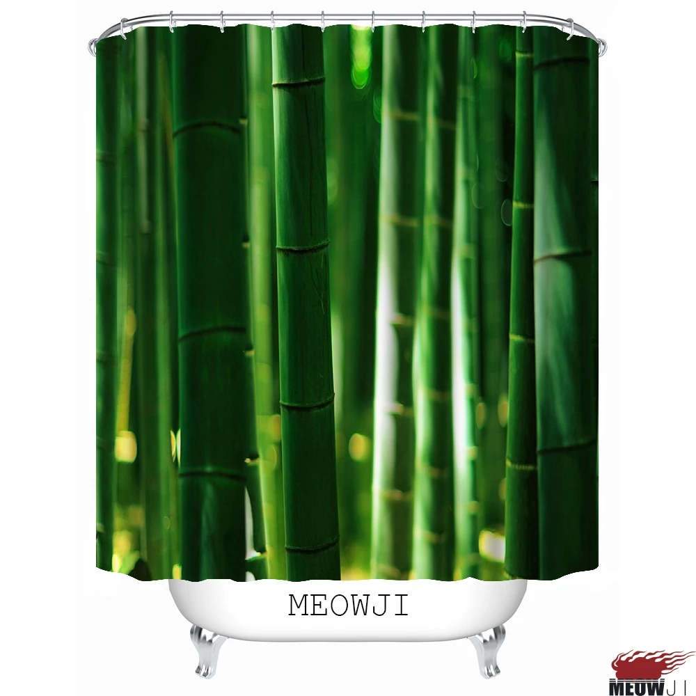 Zen элегантная свежая яркая зеленая бамбуковая занавеска для душа декор ванной