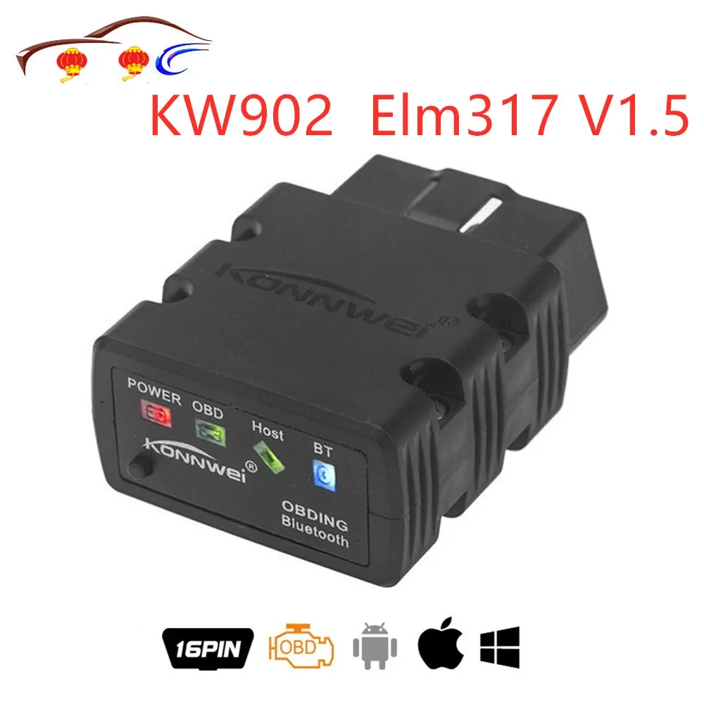 

Konnwei KW902 ELM327 V1.5 OBD2 Bluetooth / Wifi OBDII CAN-BUS Diagnostic Car ScanTool Works on iOS iPhone Android Phone