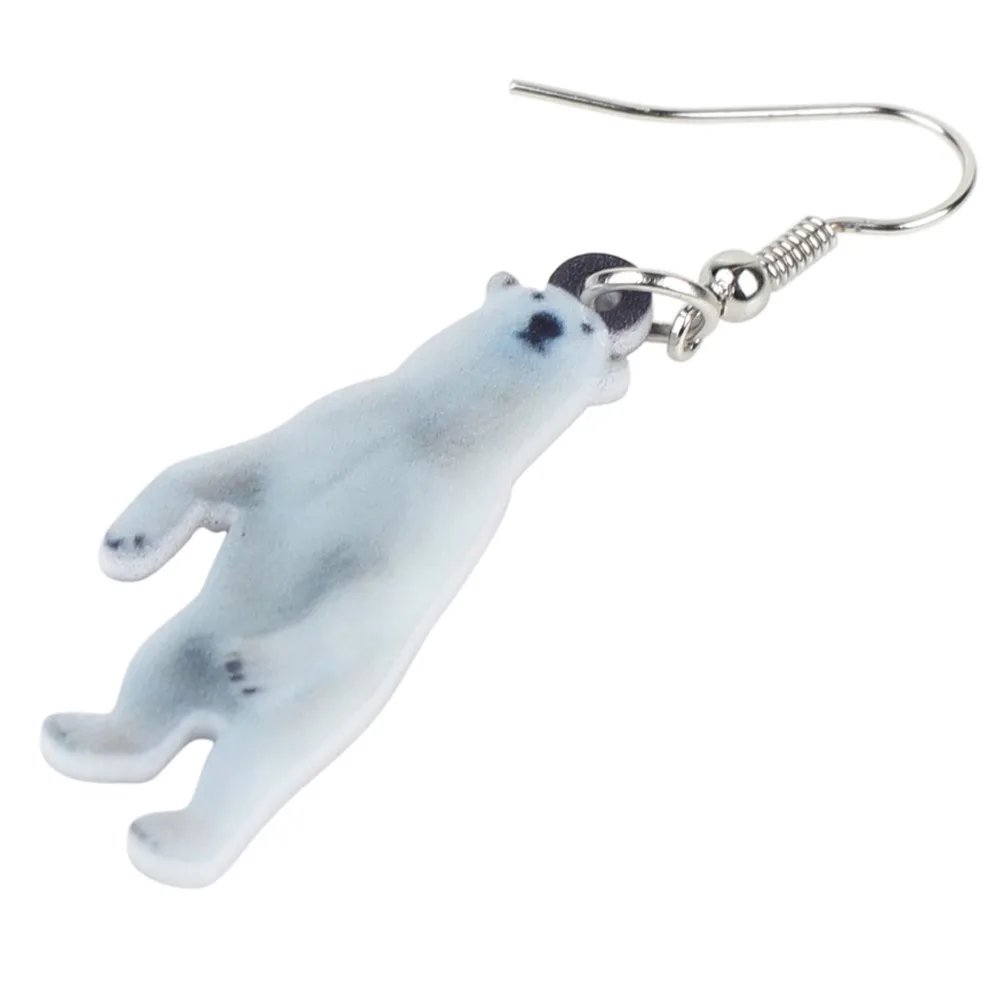 WEVENI Acrylic Standing Polar Bear Earrings New Long Dangle Drop Trendy Fashion Arctic Animal Jewelry For Women Girls Wholesale | Украшения