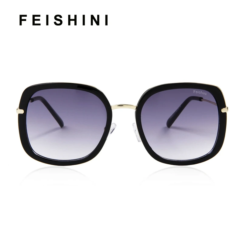 FEISHINI фестиваль UV400 золотые градиентные Квадратные Солнцезащитные очки женские