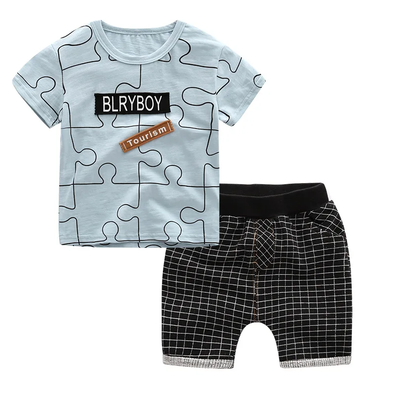 AiLe Rabbit/Летняя одежда для маленьких мальчиков детская футболка с короткими