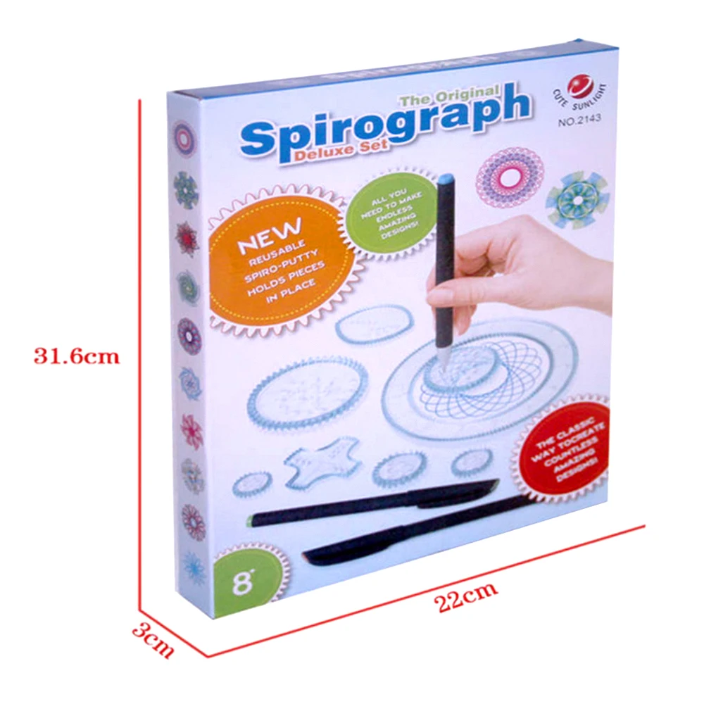 2018 Новый spirograf Делюкс набор дизайн олова Рисование спиральные конструкции