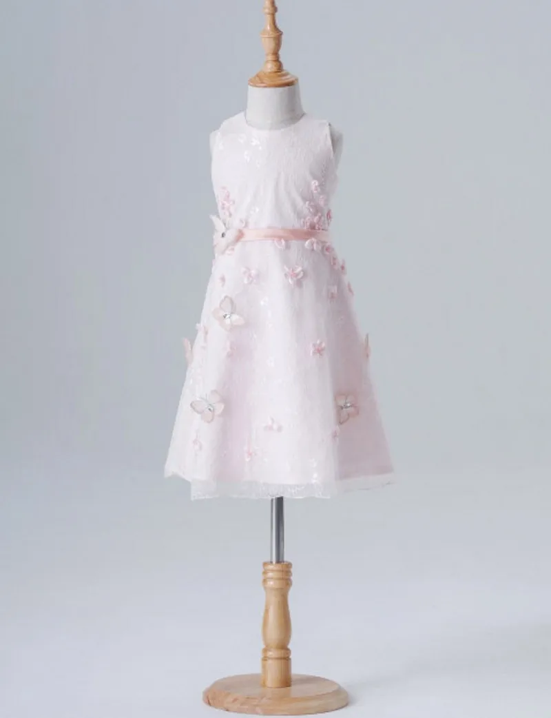 Flower Girl Dress Blue White Pink First Communion Gowns With Floral O Neck Flowers Ball Gown Pageant For Girls | Свадьбы и торжества