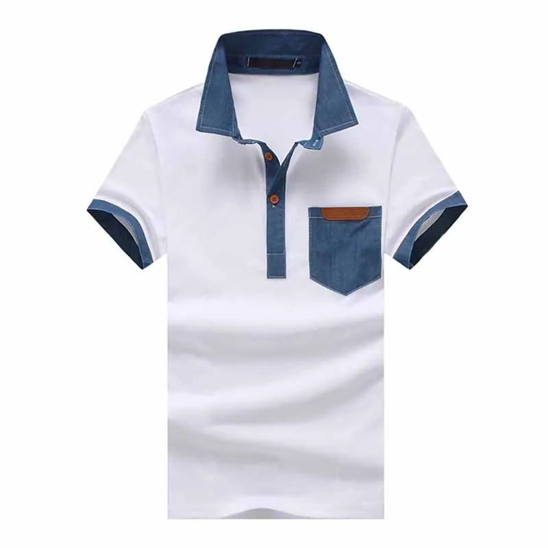 pocket design New Men Polo Shirt Fashion Classic Solid Color Short Sleeve Male Top Tees | Мужская одежда