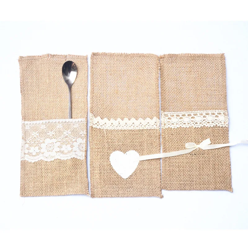 Набор держателей для столовых приборов из льняной мешковины 10 карман держатель