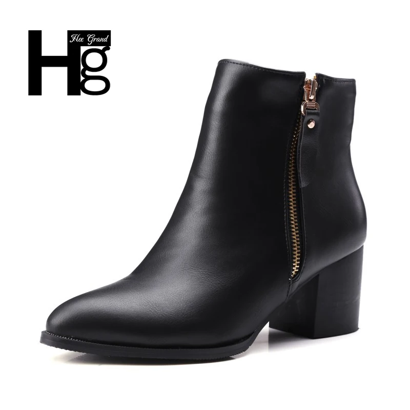 HEE GRAND/2017 г. Зимние женские ботильоны Новая Осенняя обувь из флока на высоком