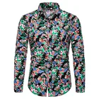 Цветок Цветочный принт Мужская рубашка Camisa Masculina 2021 Модная одежда с длинным рукавом, Мужская одежда, рубашки Slim Fit гавайская рубашка мужская одежда