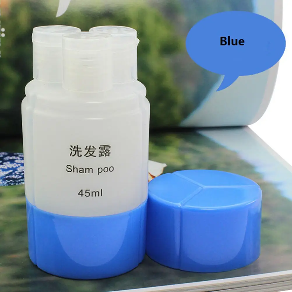 Blue 3 в 1 портативная пластиковая пустая бутылка для шампуня, крема для ванны, набор контейнеров, бутылка для хранения для путешествий - Цвет: Blue