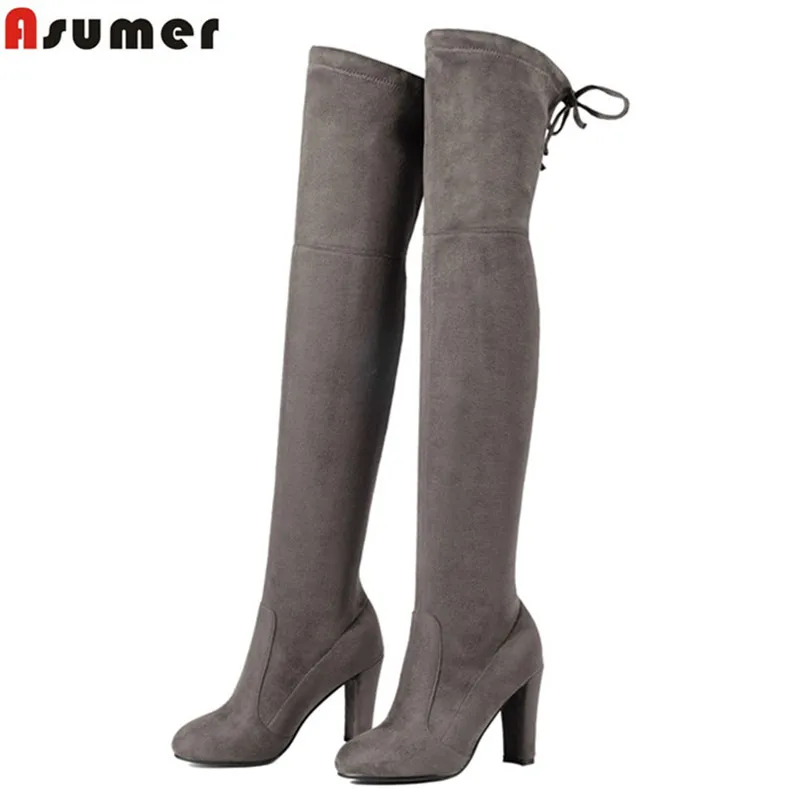 Asumer/Сапоги выше колена женские модные элегантные сапоги до бедра женская обувь