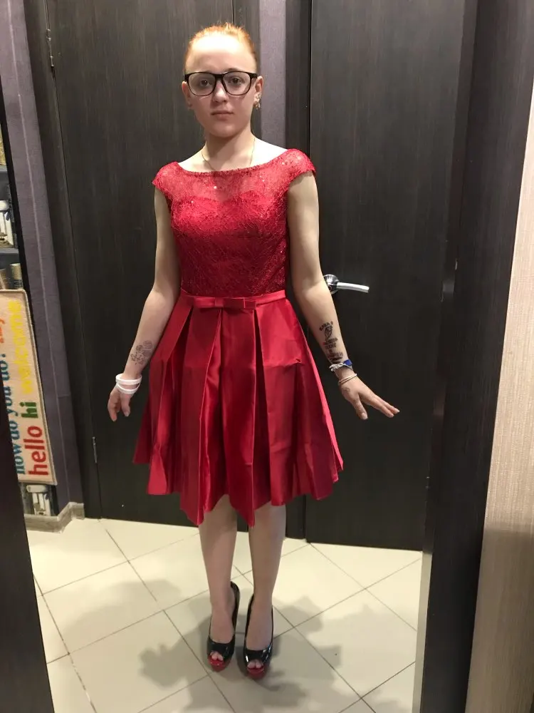 NICEOOXIAO New Girl Dress O-Neck Perspective Straps Evening Lace Sequined Short Party Ball Gown Formal Plus Size 90 | Свадьбы и