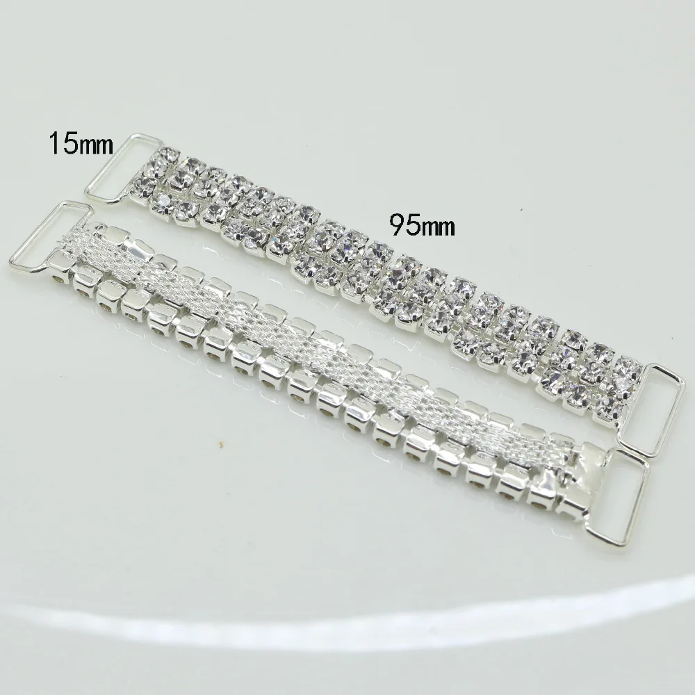 NEW 10pc 3 Rows 95mm Charm Chain Bikini Connectors/Buckle Reinforcement Of Flat Chains Metal Crystal Rhinestone Bikini Buckle