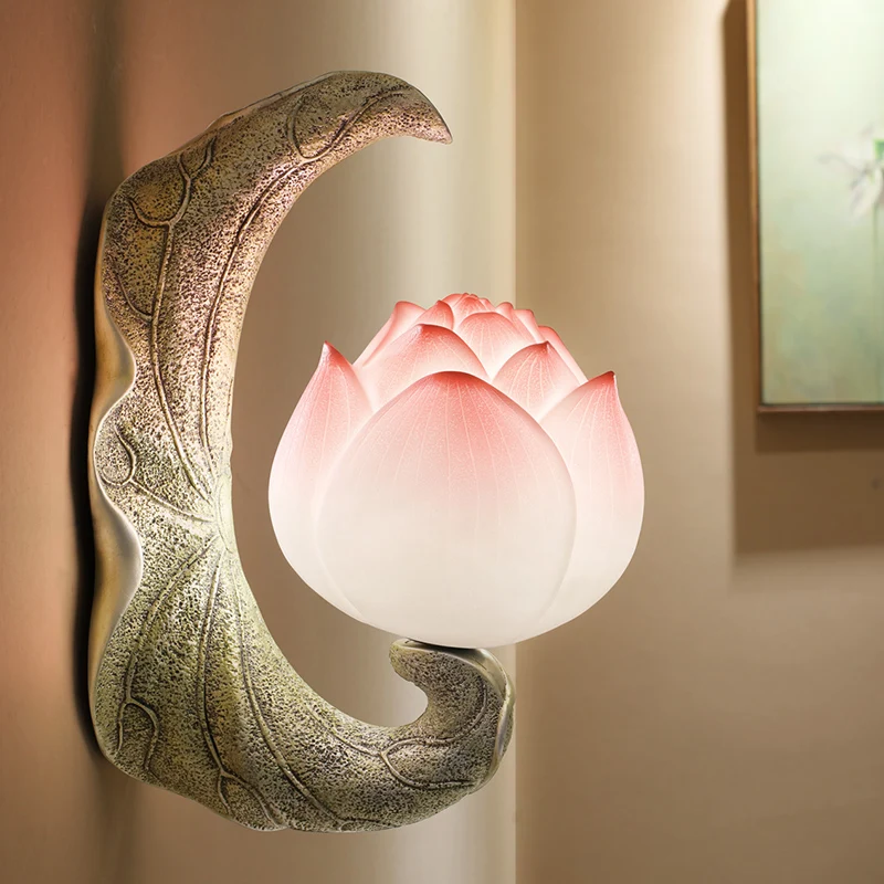 Креативные новые китайские Настенные светильники lotus для ванной комнаты спальни