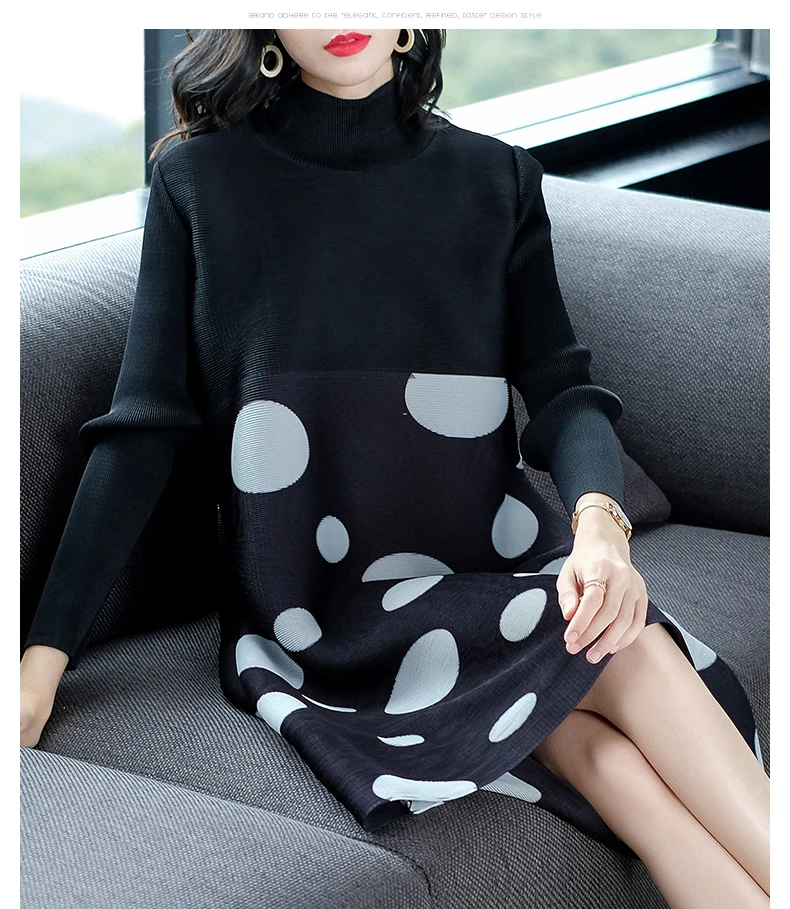 new long-sleeved dress European fashion turtleneck big yards loose very elastic women outfit lady vestido design good quality | Женская