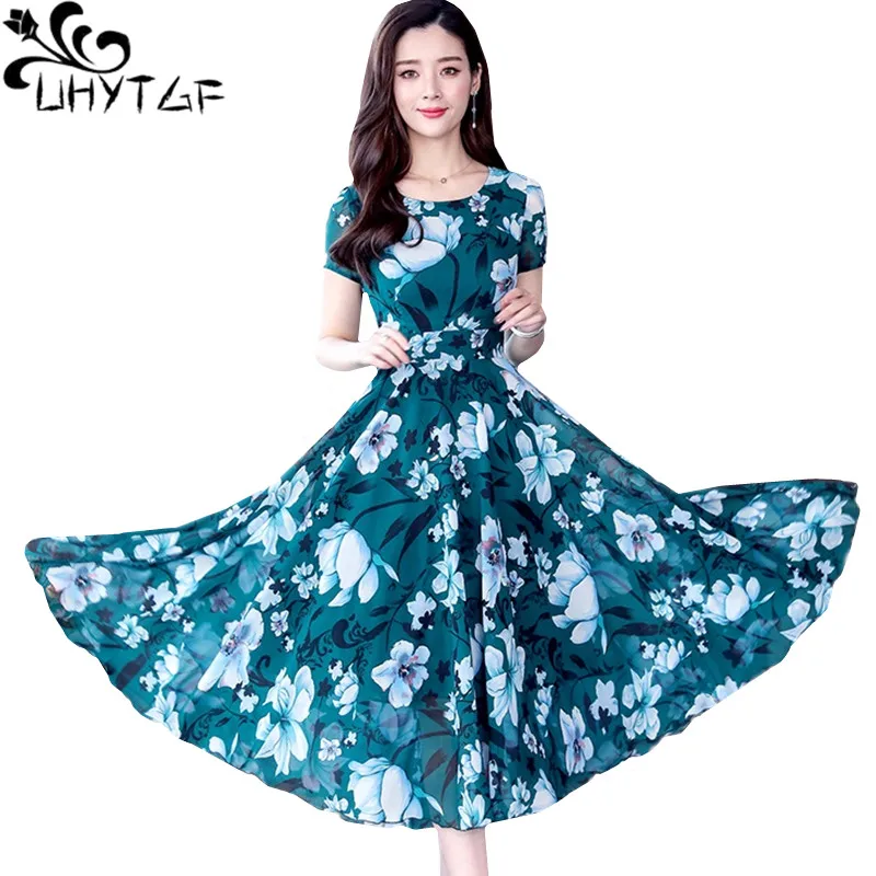 

Женское шифоновое платье с коротким рукавом, большие размеры, лето 1350