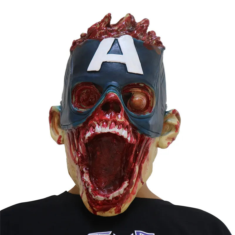Captain America Mask Scary Cosplay Costume Halloween Latex Terror Full Face Masks Adult Fancy Ball Helmet Props Men Women | Тематическая