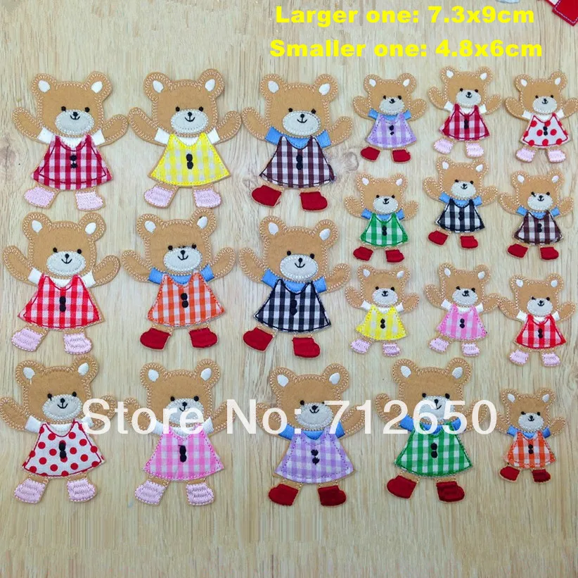 

Free Shipping mixed 40 pcs little and big bears Embroidered Iron on Motif Applique garment embroidery patches DIY accessory