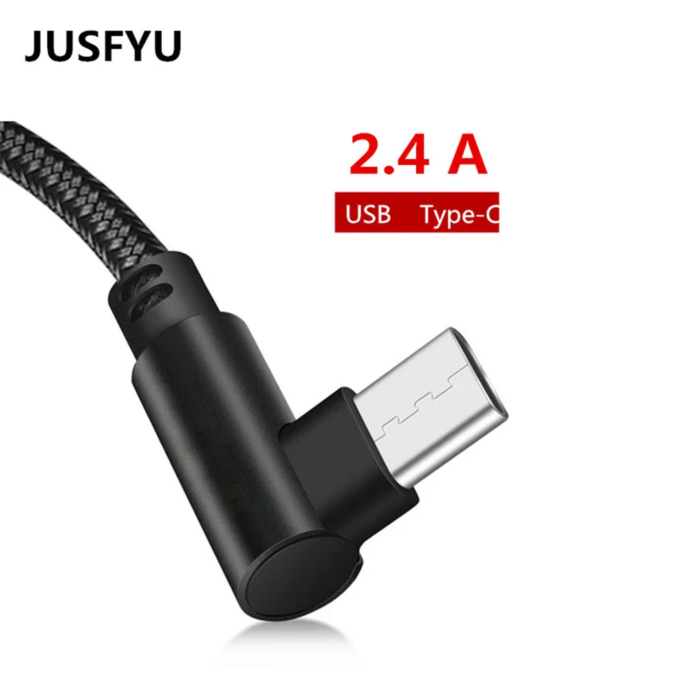 JUSFYU двойной локоть кабель для передачи данных 2,4 A быстрая зарядка Micro USB кабель type-C шнур для телефона адаптер зарядное устройство для iPhone X XS Max XR 8 7