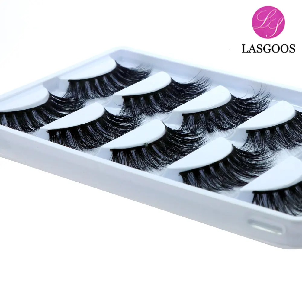 LASGOOS 5 пар 100% настоящие норковые сибирские грязные натуральные кресты 3D 16 мм
