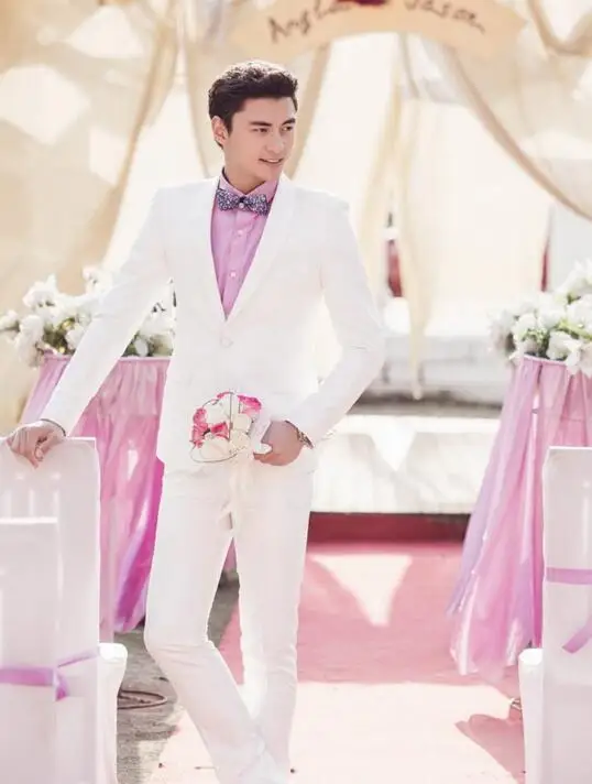 Chorus mariage groom wedding suits for men blazer boys prom fashion slim masculino latest coat pant designs white black | Мужская одежда